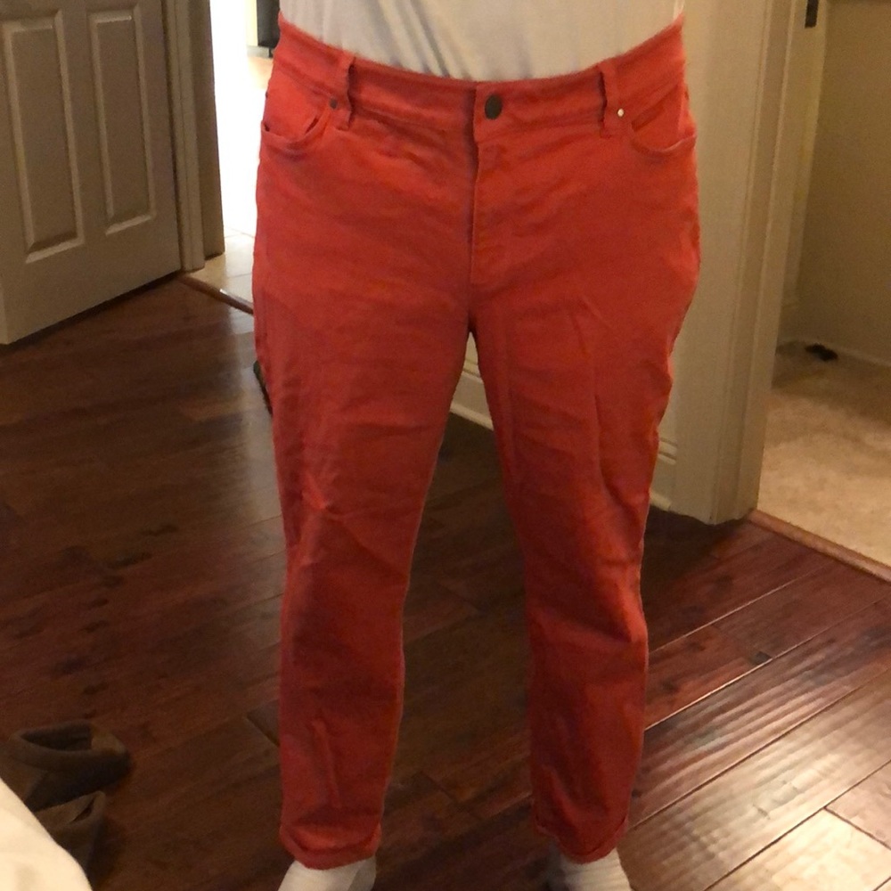 Ann Taylor red skinny jeans